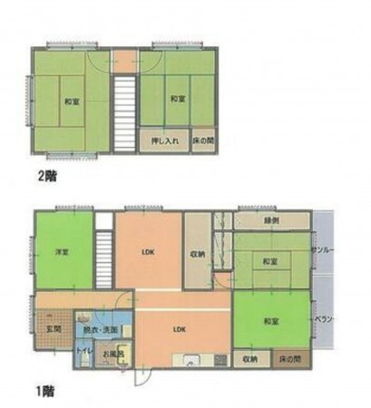 鳥取市美萩野、中古一戸建ての間取り画像です