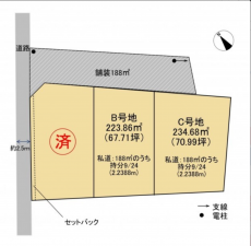 米子市両三柳、土地の間取り画像です