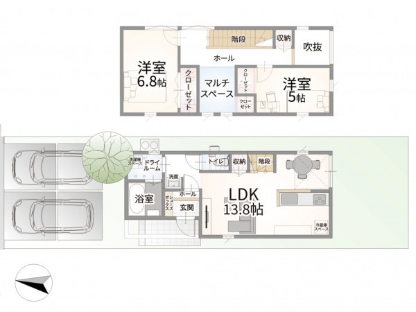 出雲市白枝町、新築一戸建ての間取り画像です