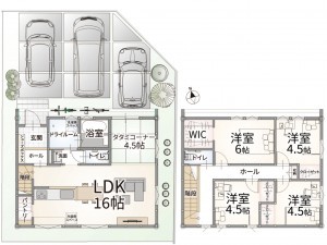 米子市熊党、新築一戸建ての間取り画像です