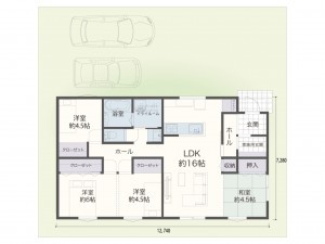 米子市東福原、土地の建築プラン例画像です