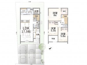 鳥取市浜坂、新築一戸建ての間取り画像です