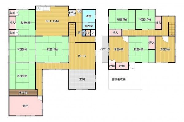 鳥取市河原町佐貫、中古一戸建ての間取り画像です