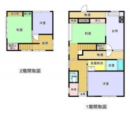 鳥取市鹿野町鹿野、中古一戸建ての間取り画像です