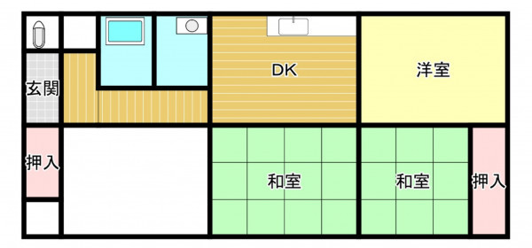 境港市蓮池町、中古一戸建ての間取り画像です