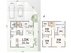 鳥取市浜坂東、新築一戸建ての間取り画像です