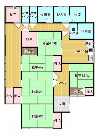 鳥取市津ノ井、中古一戸建ての間取り画像です