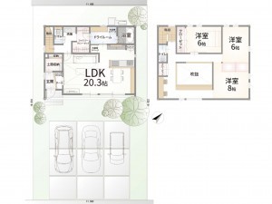 出雲市斐川町出西、新築一戸建ての間取り画像です