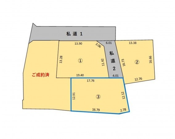 米子市河岡、土地の間取り画像です