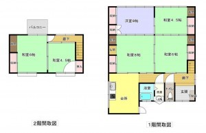 鳥取市立川町、中古一戸建ての間取り画像です