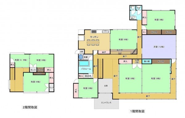 鳥取市気高町下坂本、中古一戸建ての間取り画像です