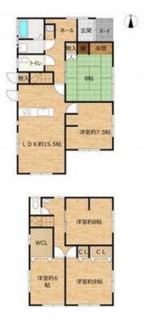 鳥取市北園、中古一戸建ての間取り画像です