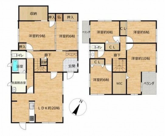 鳥取市若葉台南、中古一戸建ての間取り画像です