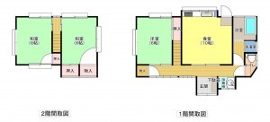 鳥取市吉成、中古一戸建ての間取り画像です