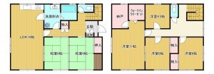 鳥取市若葉台南、中古一戸建ての間取り画像です