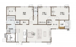 松江市東出雲町揖屋、新築一戸建ての間取り画像です