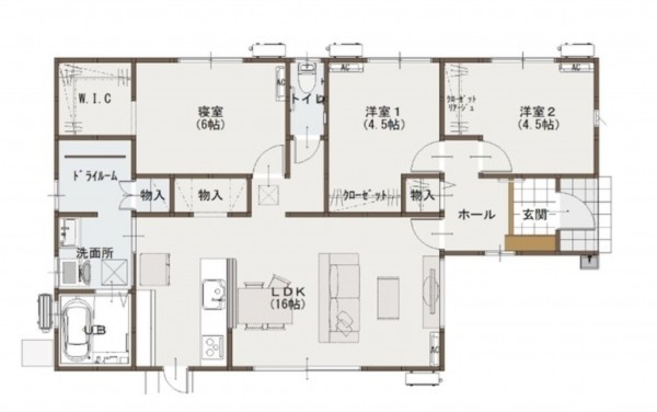 松江市東出雲町揖屋、新築一戸建ての間取り画像です