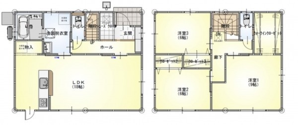 松江市古志原、新築一戸建ての間取り画像です