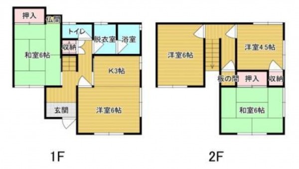 鳥取市浜坂、中古一戸建ての間取り画像です