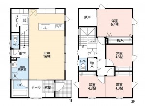 鳥取市若葉台北、中古一戸建ての間取り画像です