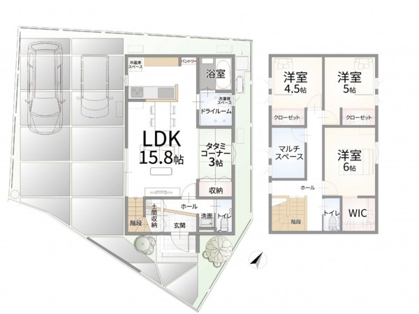 鳥取市立川町、新築一戸建ての間取り画像です
