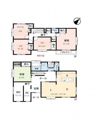鳥取市若葉台南、中古一戸建ての間取り画像です
