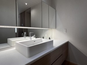 米子市旗ヶ崎、新築一戸建ての洗面画像です