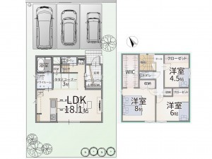 出雲市上塩冶町、新築一戸建ての間取り画像です