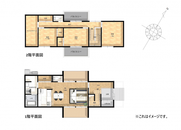 出雲市斐川町上庄原、新築一戸建ての間取り画像です