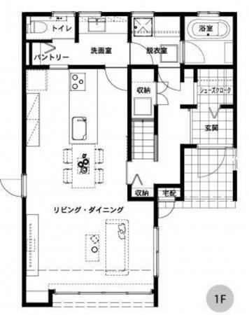 鳥取市徳吉、新築一戸建ての間取り画像です