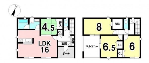 松江市竹矢町、新築一戸建ての間取り画像です