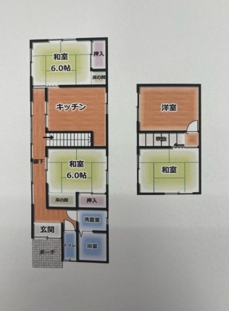 鳥取市南安長、中古一戸建ての間取り画像です