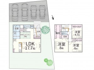 松江市上乃木、新築一戸建ての間取り画像です