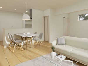 松江市上乃木、新築一戸建ての居間画像です