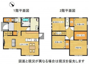 米子市上後藤、中古一戸建ての間取り画像です