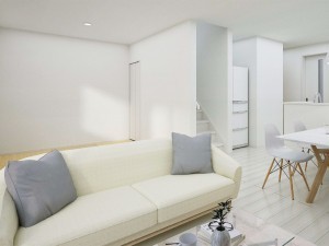出雲市渡橋町、新築一戸建ての居間画像です