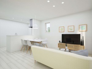 出雲市渡橋町、新築一戸建ての居間画像です
