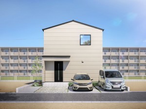 出雲市渡橋町、新築一戸建ての完成予想図（外観）画像です