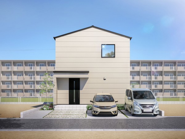 出雲市渡橋町、新築一戸建ての完成予想図（外観）画像です