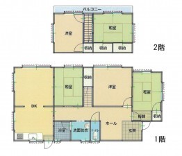 鳥取市鹿野町今市、中古一戸建ての間取り画像です