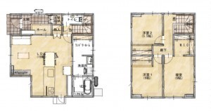 松江市竹矢町、新築一戸建ての間取り画像です