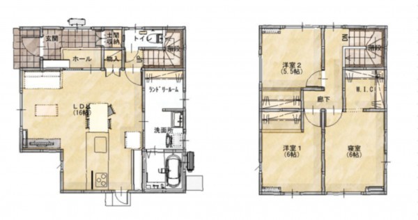 松江市竹矢町、新築一戸建ての間取り画像です