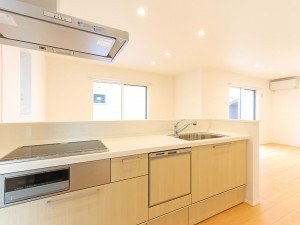 出雲市斐川町上直江、新築一戸建てのキッチン画像です