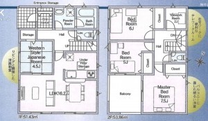 松江市八雲町西岩坂、新築一戸建ての間取り画像です