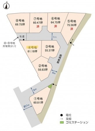 米子市車尾、土地の間取り画像です