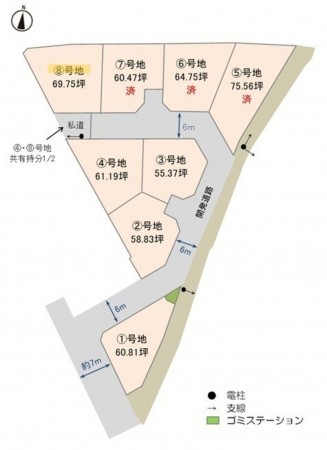 米子市車尾、土地の間取り画像です