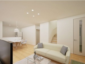 米子市新開、新築一戸建ての居間画像です
