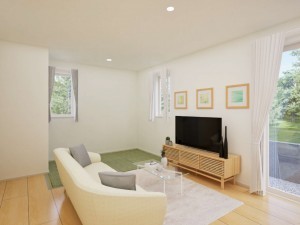 米子市新開、新築一戸建ての居間画像です