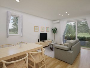 鳥取市卯垣、新築一戸建ての居間画像です