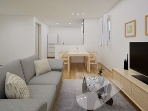 鳥取市卯垣、新築一戸建ての居間画像です